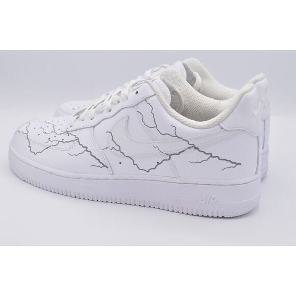 Nike Air Force 1 AF1 NEW Design White Reflective Lightning Custom Shoes 10.5 - Picture 7 of 11